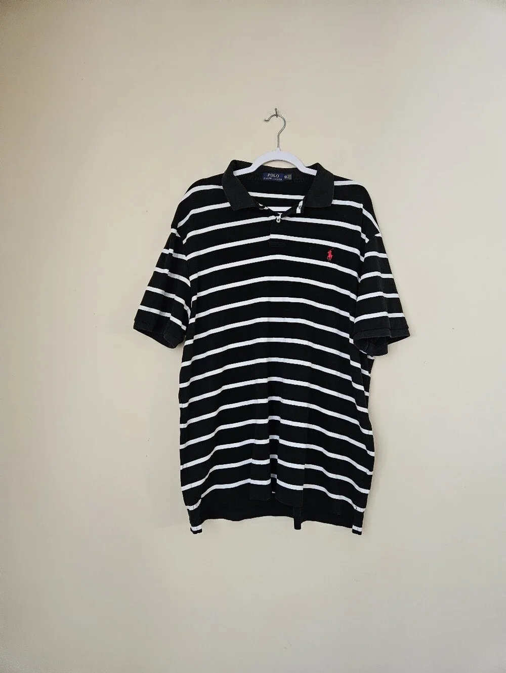 Polo Ralph Lauren Men's Black & White Striped Polo, Size XXL